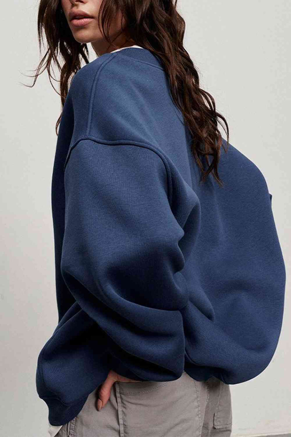 Heart Round Neck Dropped Shoulder Sweatshirt main image 1