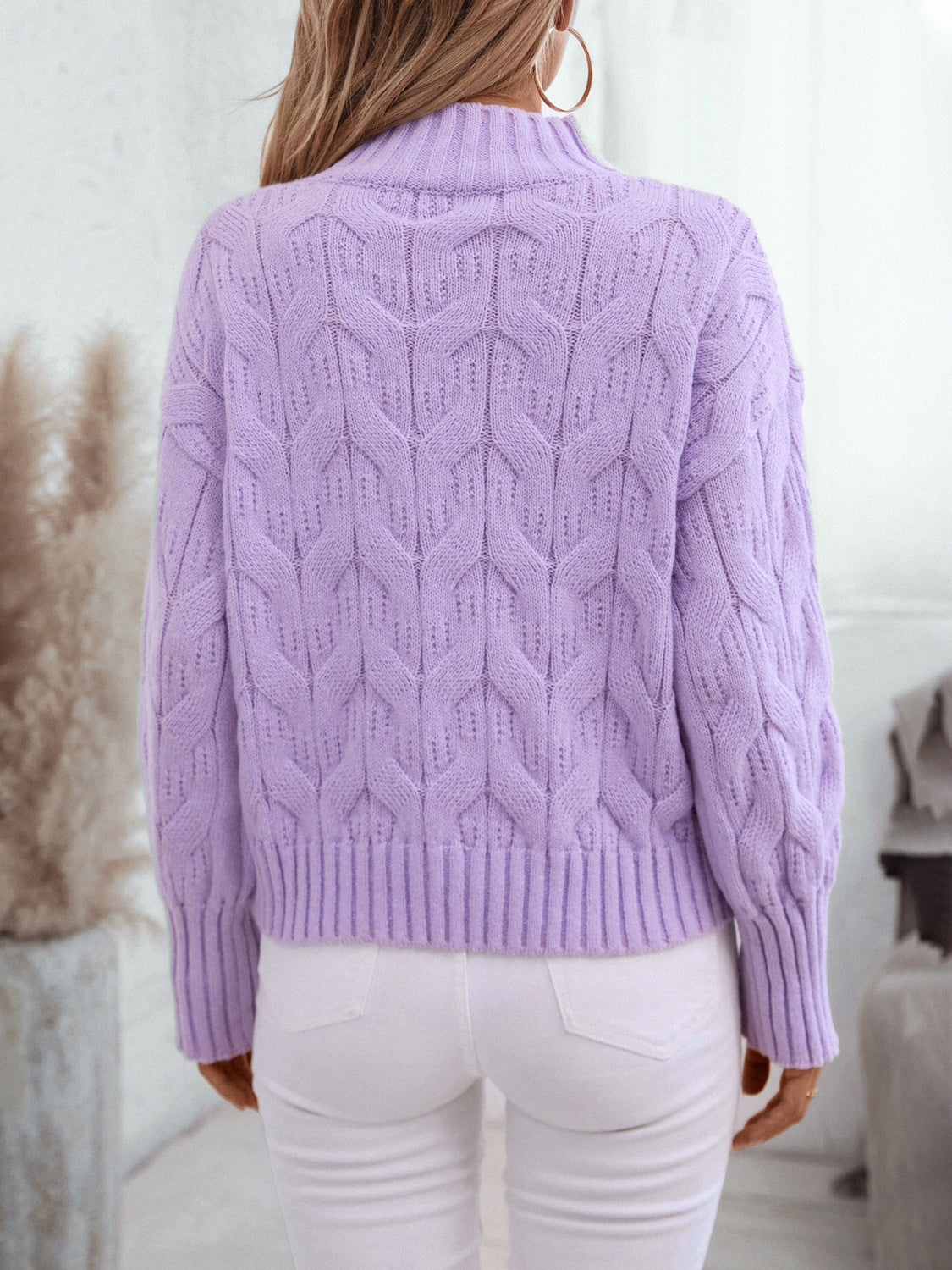 Brand New - Wayf Sweet Nothings Cable 2024 Turtleneck Sweater in Lavender