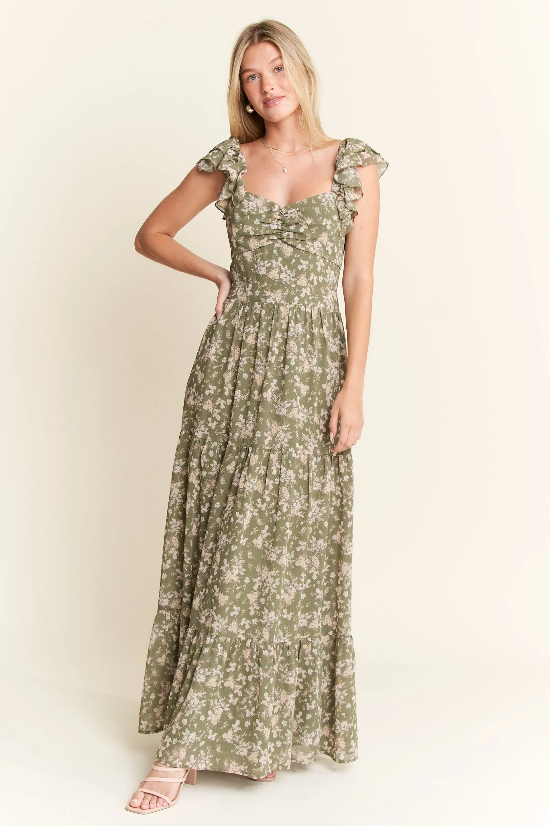 Jade By Jane Ruffle Sleeve Tiered Maxi Dress Charming Charlie Jade By Jane Ruffle Sleeve Tiered Maxi Dress Charming Charlie