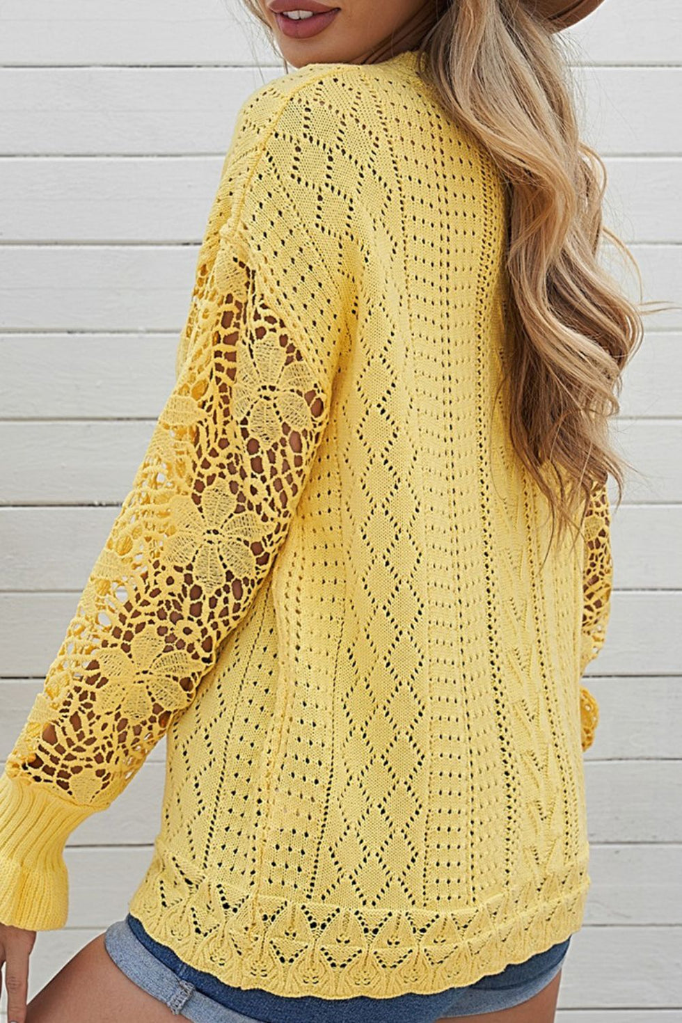Openwork Round Neck Oversized Sweater main image 0