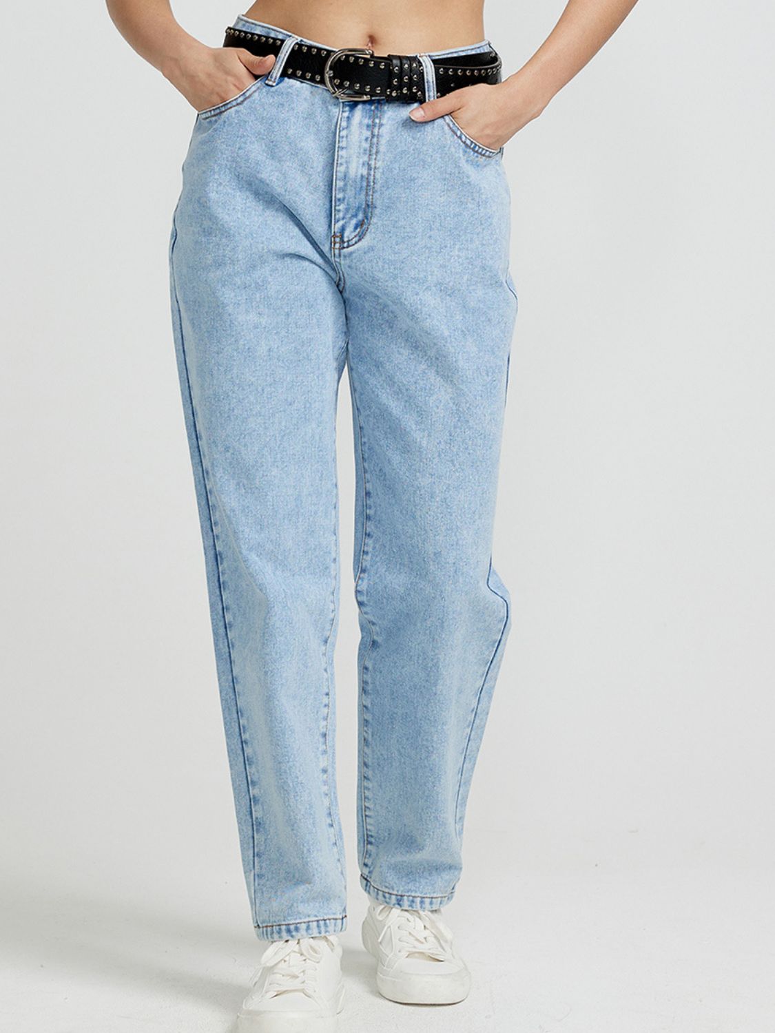 Pocketed Straight Leg Jeans - Charming Charlie