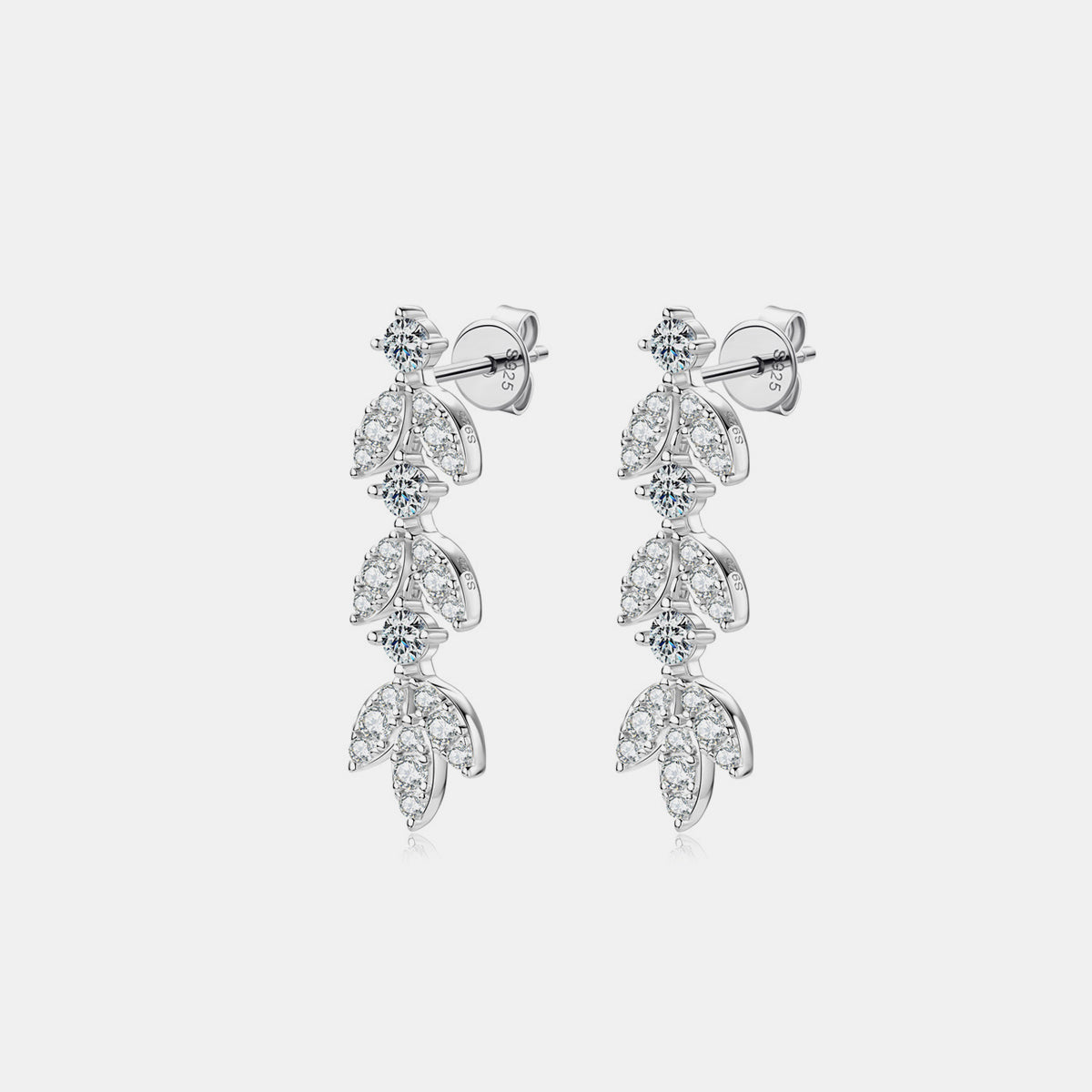 925 Sterling Silver Moissanite Leaf Earrings - Charming Charlie