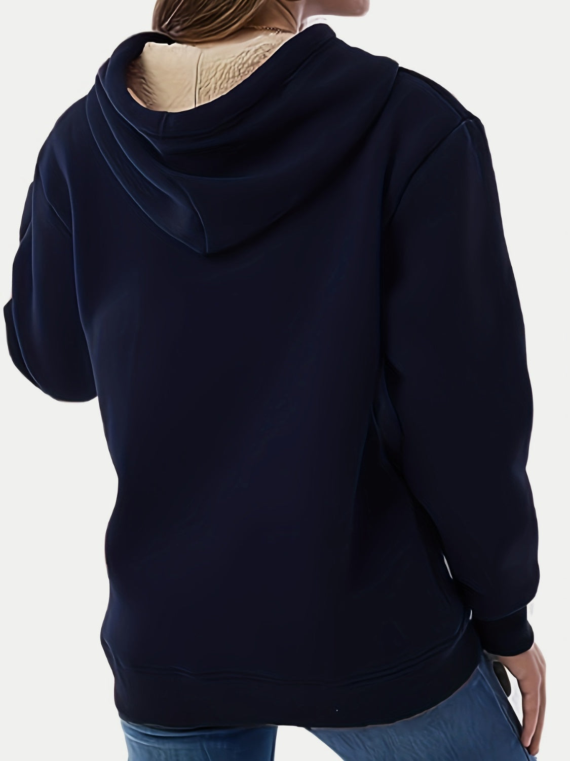 Drawstring Long Sleeve Hoodie with Kangaroo Pocket - Charming Charlie