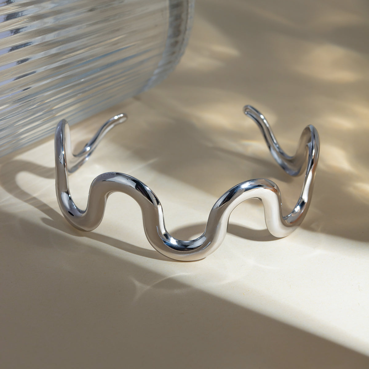 Stainless Steel Wave Shape Bracelet - Charming Charlie