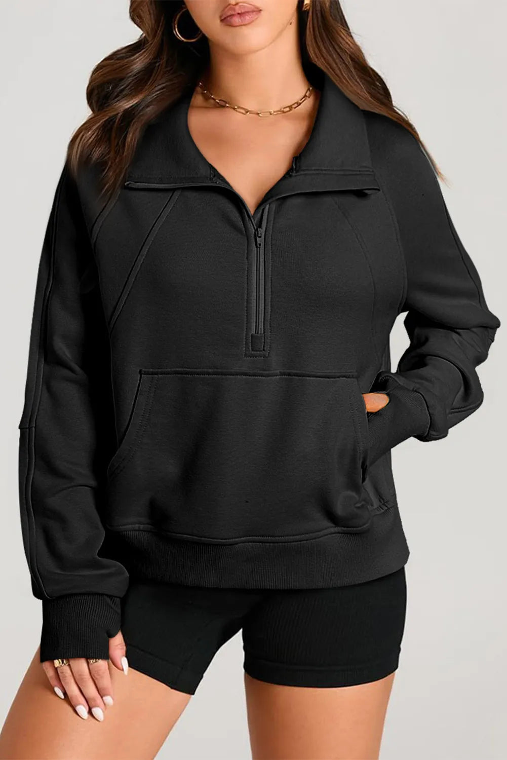 Half Zip Long Sleeve Sweatshirt - Charming Charlie