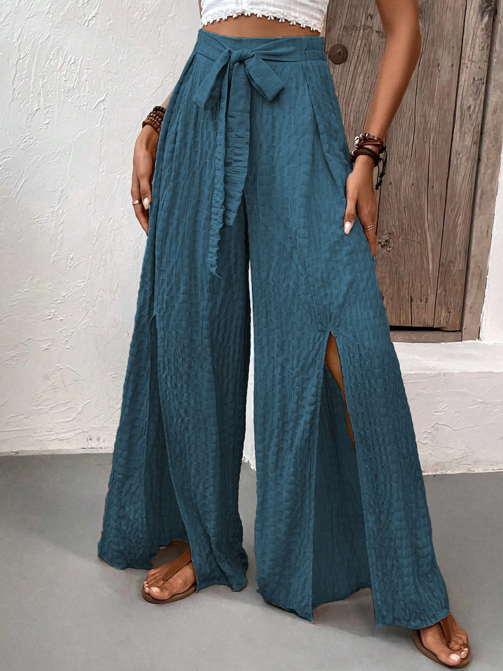 Tied Striped Wide Leg Pants main image 1