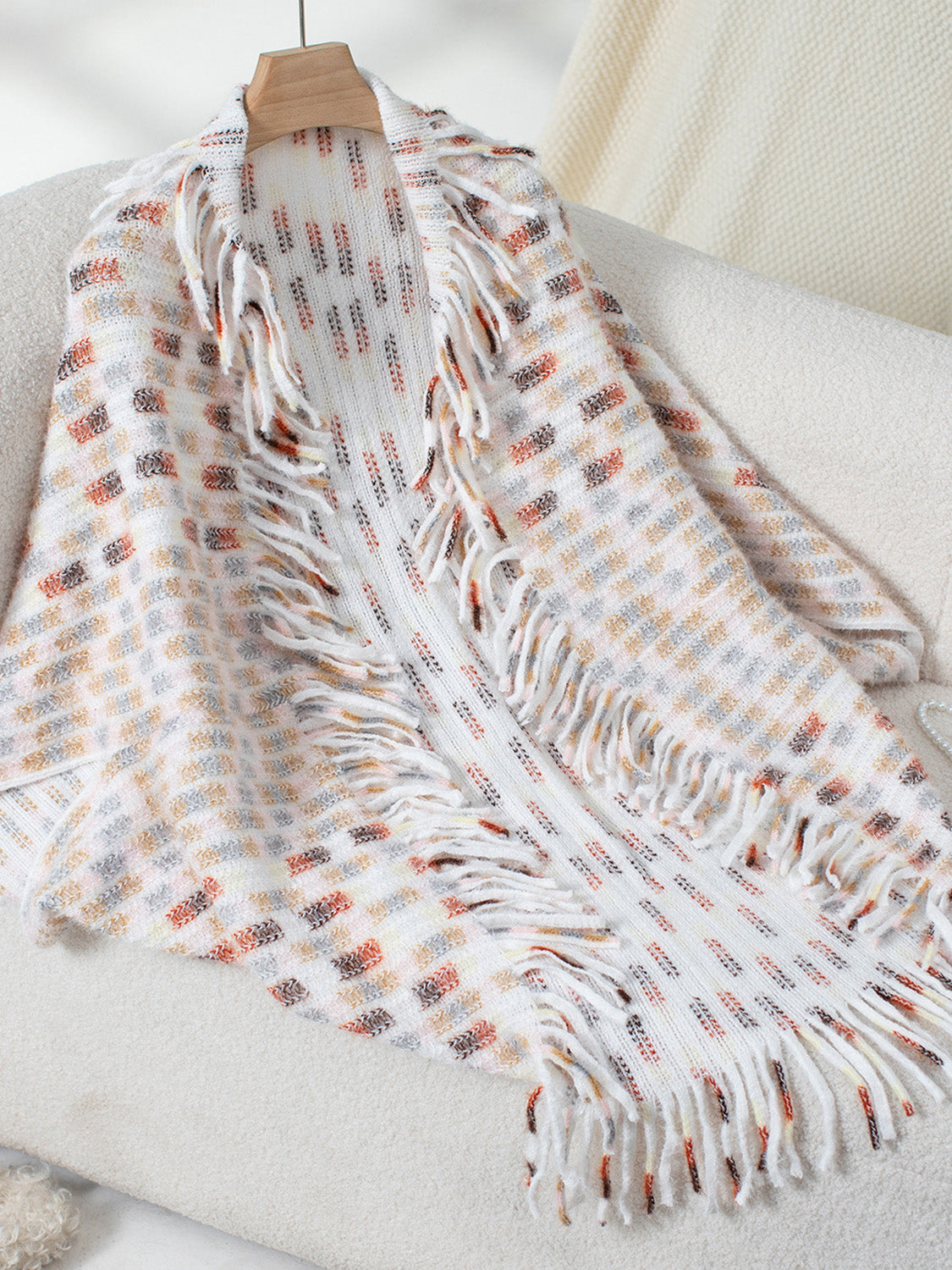 Fringe Open Front Half Sleeve Poncho - Charming Charlie