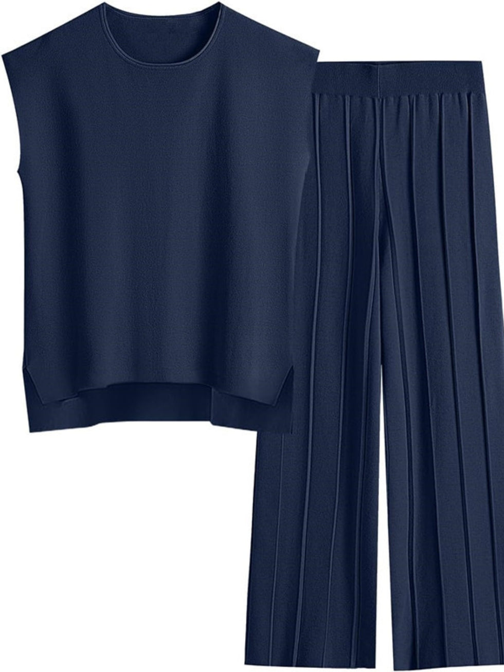 Round Neck Long Sleeve Top And Pants Set 1