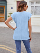 Textured Round Neck Cap Sleeve T-Shirt - Charming Charlie