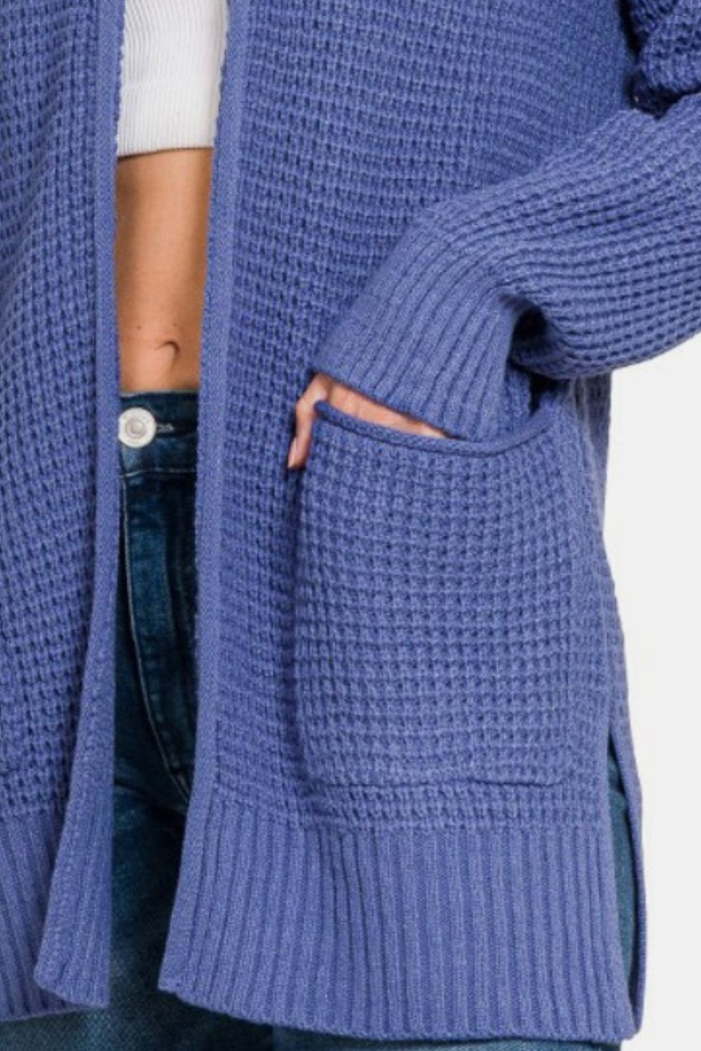 Zenana Waffle Open Front Sweater Cardigan – Charming Charlie
