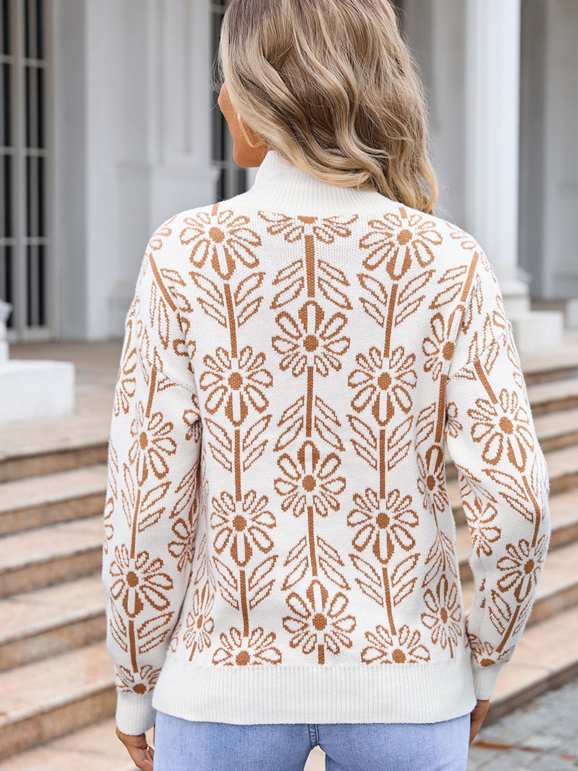 Flower Turtleneck Long Sleeve Sweater – Charming Charlie