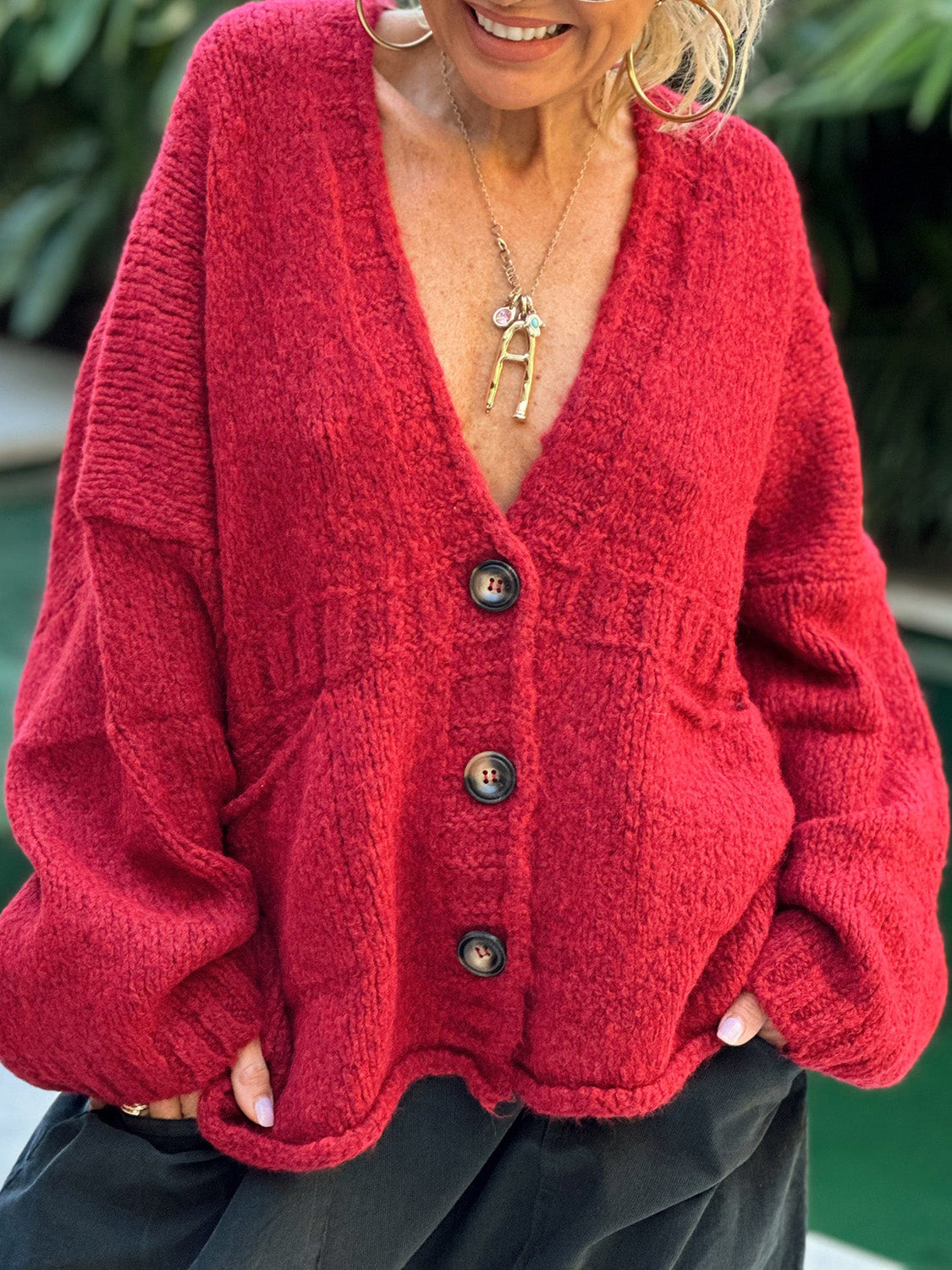 Pocketed V-Neck Button Up Cardigan - Charming Charlie