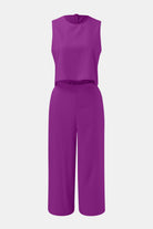 Round Neck Top and Wide Leg Pants Set - Charming Charlie