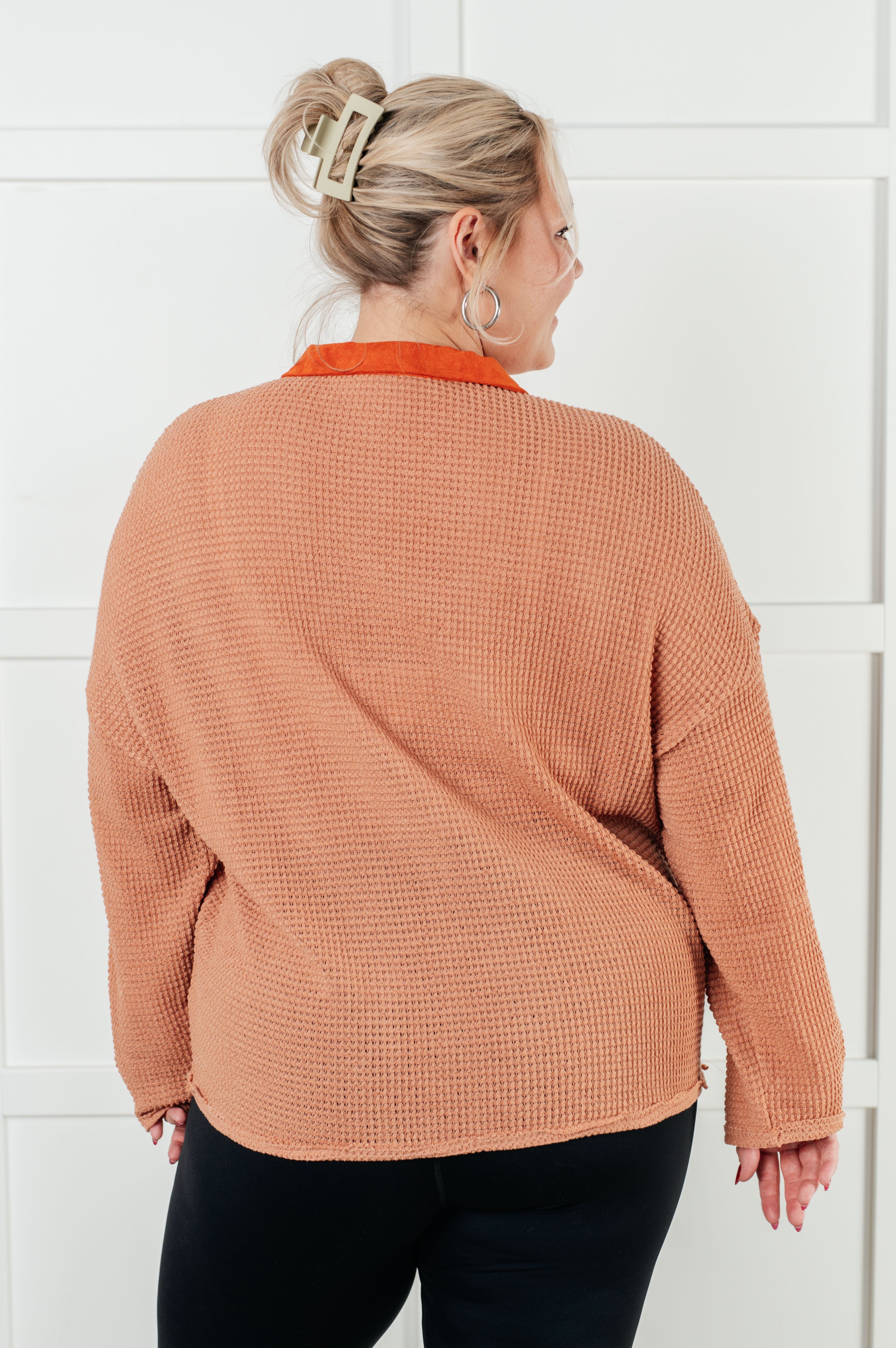 Can't Imagine Why Waffle Knit Contrast Trim Top - Charming Charlie