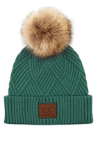 C.C Heather Beanie Hat With Pom Pom And Suede Patch - Charming Charlie