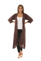 Sequin-Accent Embroidered Three-Quarter Sleeve Duster - Shoreline Wear, Inc.