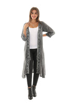 Sequin-Accent Embroidered Three-Quarter Sleeve Duster - Shoreline Wear, Inc.