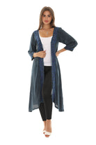 Sequin-Accent Embroidered Three-Quarter Sleeve Duster - Shoreline Wear, Inc.