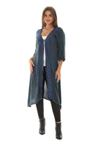 Sequin-Accent Embroidered Three-Quarter Sleeve Duster - Shoreline Wear, Inc.