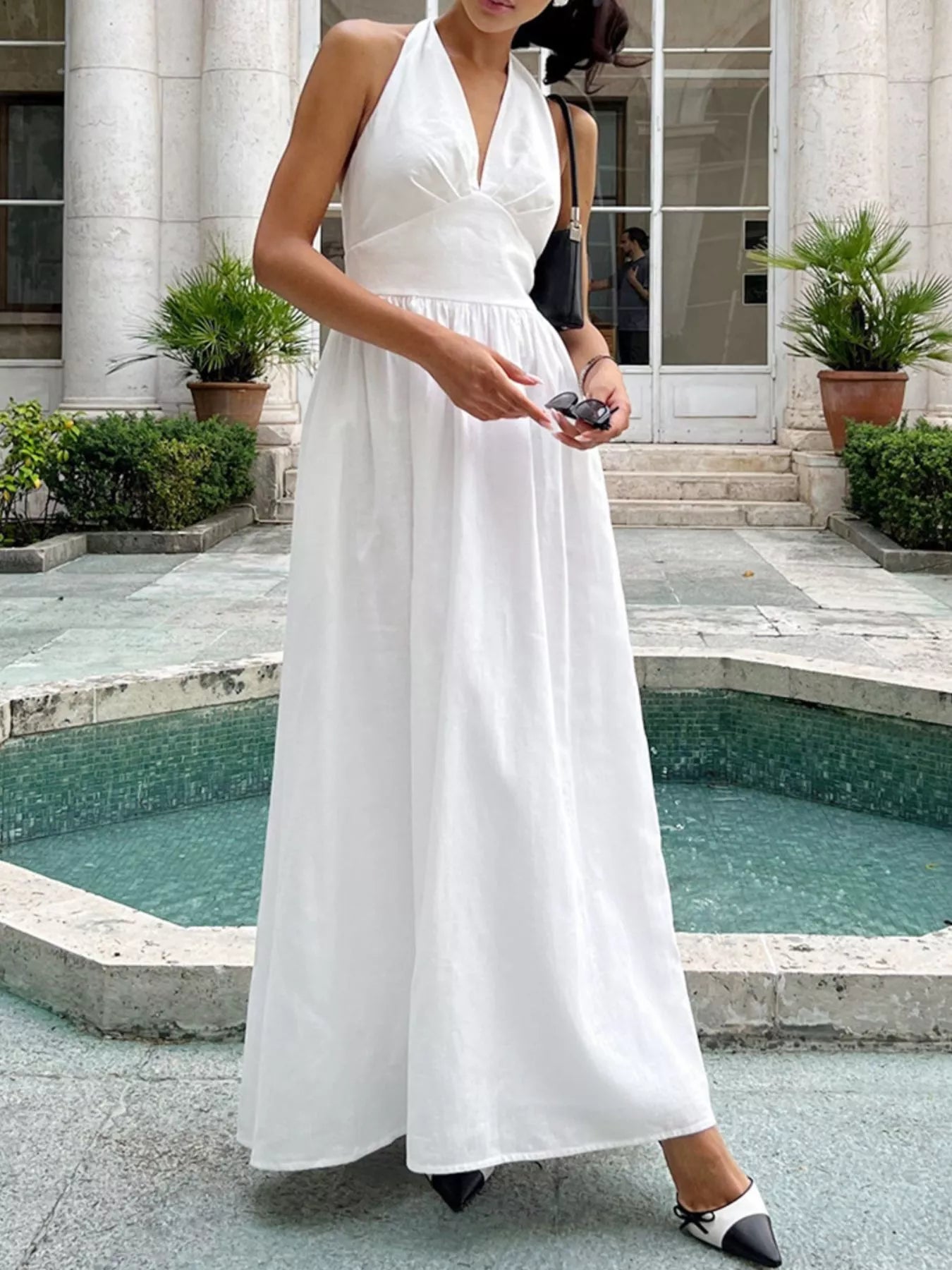 knee length dresses for ladies Halter Neck Flowy Maxi Dress – Charming Charlie