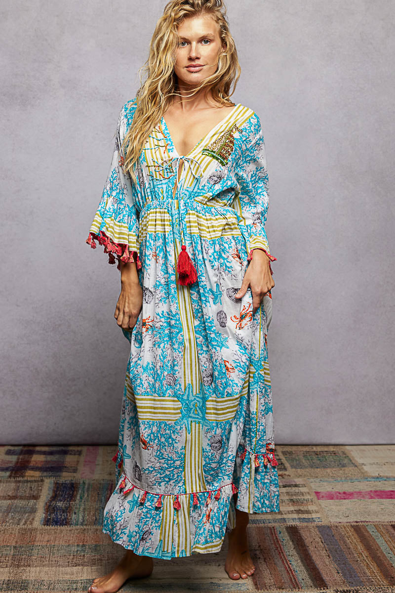 POL Bohemian Print Tassel Trim Maxi Dress – Charming Charlie