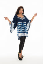 Tie-Dye Embroidered Scoop Neck Hi-Low Tunic - Shoreline Wear, Inc.