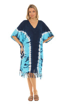 Tie Dye Caftan With V-neck & Tassels - Shoreline Wear, Inc.