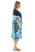 Tie Dye Caftan With V-neck & Tassels - Shoreline Wear, Inc.