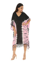 Tie Dye Caftan With V-neck & Tassels - Shoreline Wear, Inc.