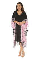 Tie Dye Caftan With V-neck & Tassels - Shoreline Wear, Inc.