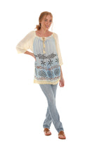 Tie-Dye Three-Quarters Sleeve Keyhole-Front Tunic - Shoreline Wear, Inc.