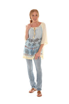 Tie-Dye Three-Quarters Sleeve Keyhole-Front Tunic - Shoreline Wear, Inc.