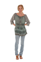 Tie-Dye Three-Quarters Sleeve Keyhole-Front Tunic - Shoreline Wear, Inc.