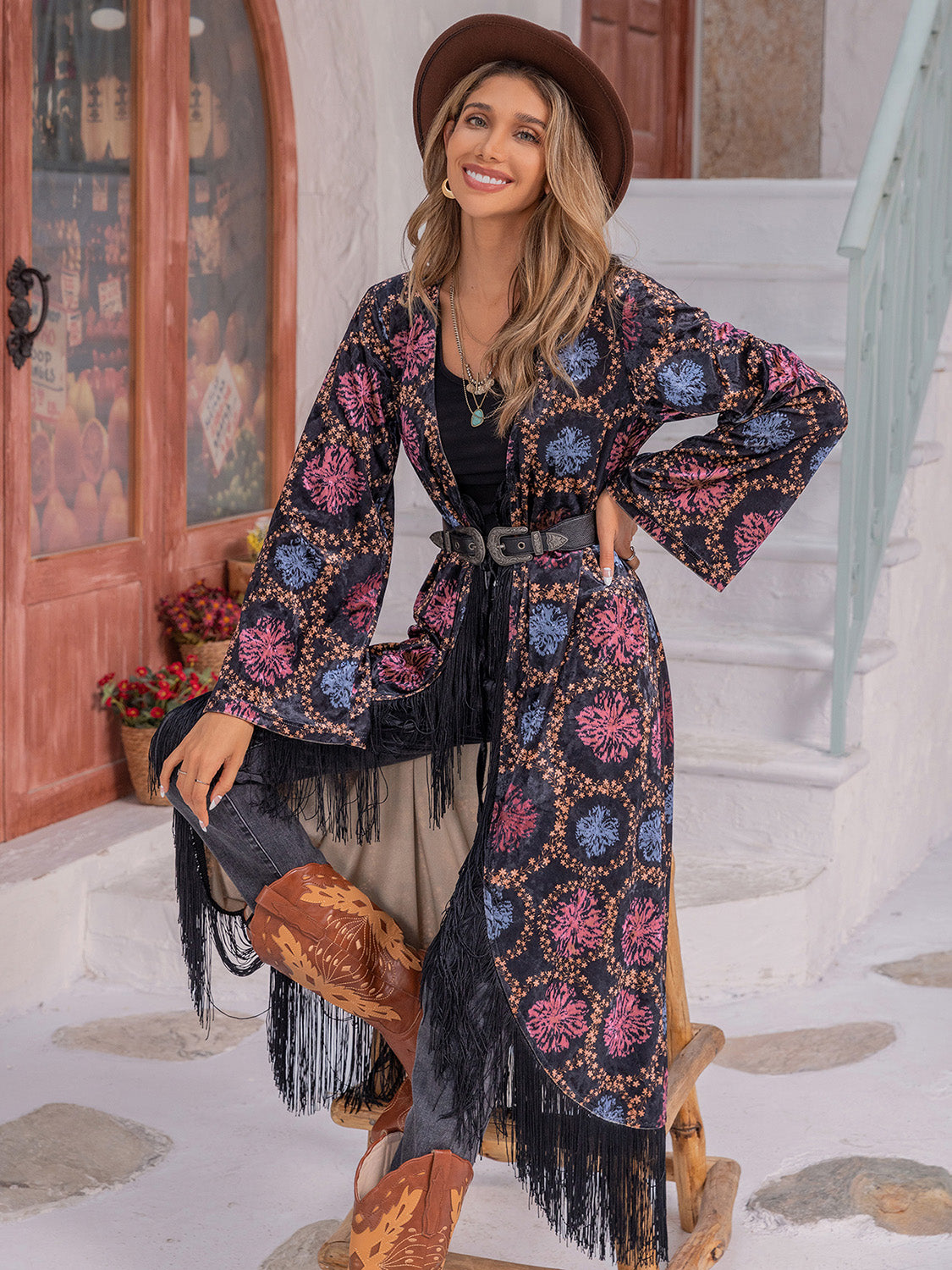 Fringe Open Front Long Sleeve Cardigan – Charming Charlie