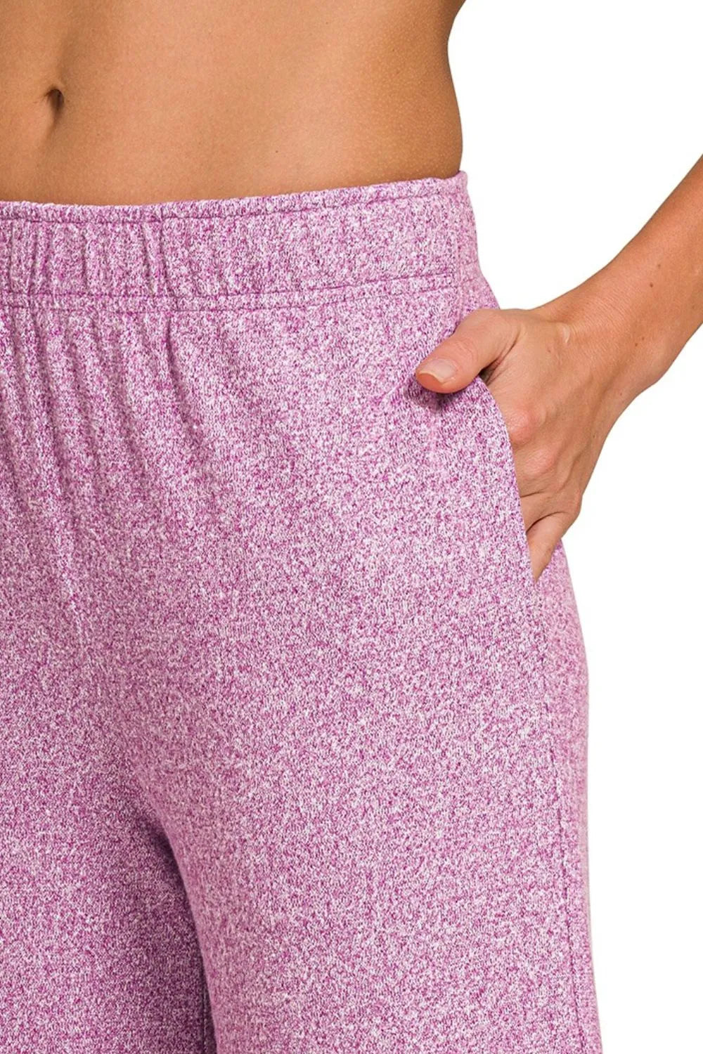 Zenana Soft Melange Short Sleeve Tee & Long Pants Set