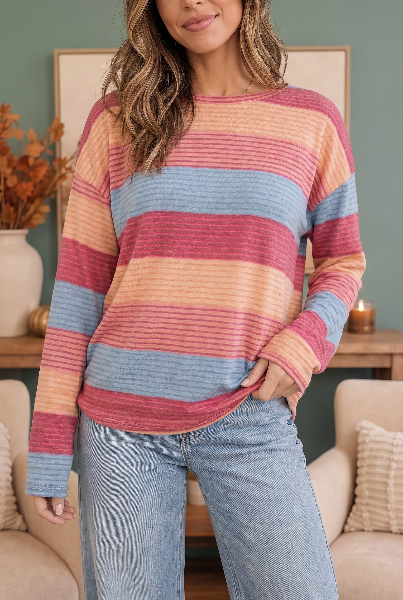 Sunny Stripes Long Sleeve Knit Top - Charming Charlie