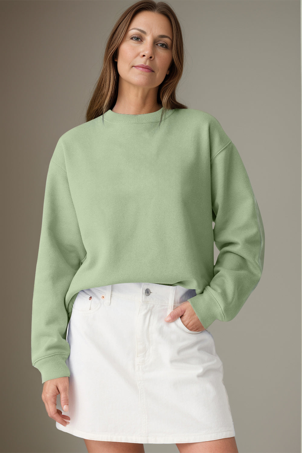 Round Neck Long Sleeve Sweatshirt - Charming Charlie