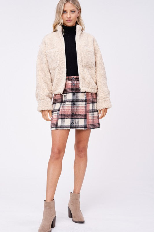 SHERPA JACKET WITH FRONT POCKETS - Charming Charlie
