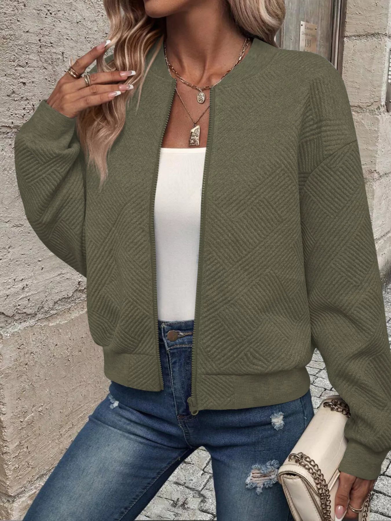 Chic Zip-Up Long Sleeve Jacket main image 0