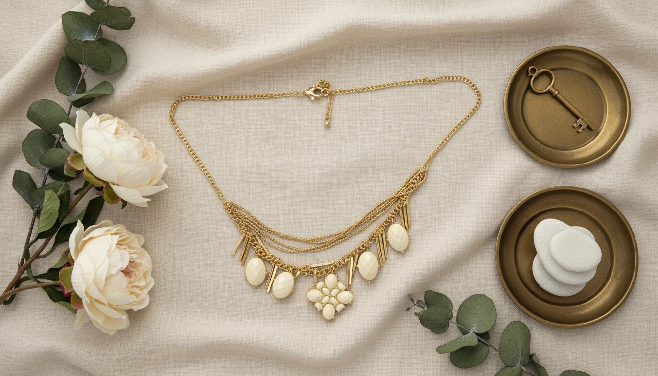 Ivory Cluster & Gold Chain Necklace - Charming Charlie