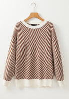 Striped Round Neck Long Sleeve Sweater - Charming Charlie