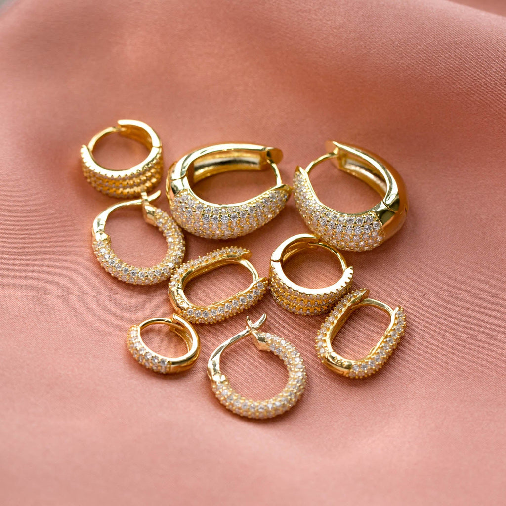  Pavé Oval Huggie Earring - Adina's Jewels