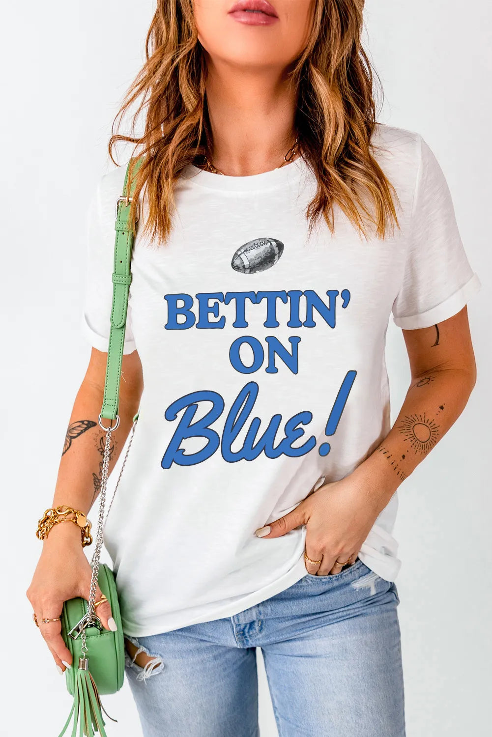 Letter Graphic Round Neck Short Sleeve T-Shirt - Charming Charlie