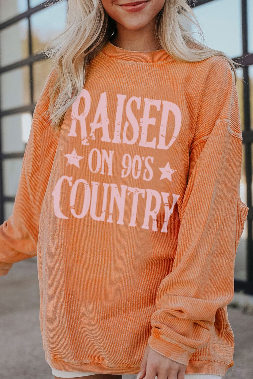 Letter Graphic Round Neck Long Sleeve Sweatshirt - Charming Charlie