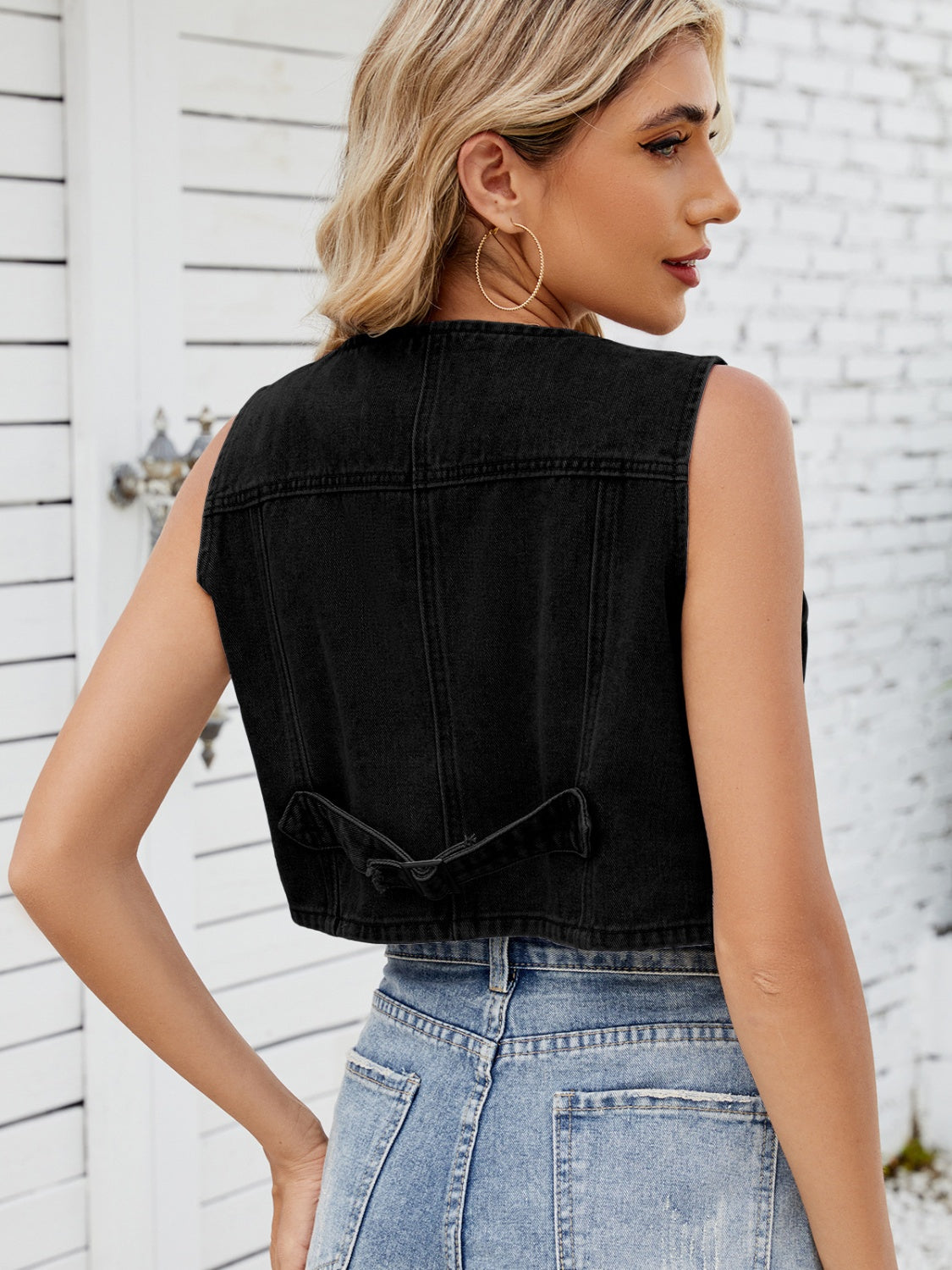 ベスト+ジレ joone joonam denim vest Raven Women's Designer Soft Denim Vest | FLANNEL