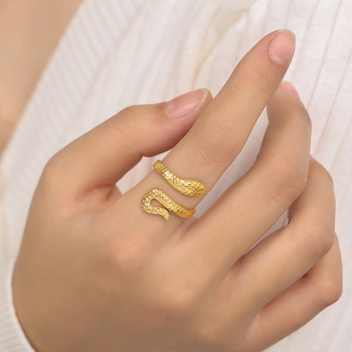 Titanium Steel Snake Shape Bypass Ring - Charming Charlie