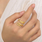 Titanium Steel Snake Shape Bypass Ring - Charming Charlie
