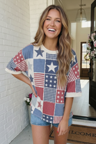 Stars and Stripes Patchwork Oversized Top - Charming Charlie