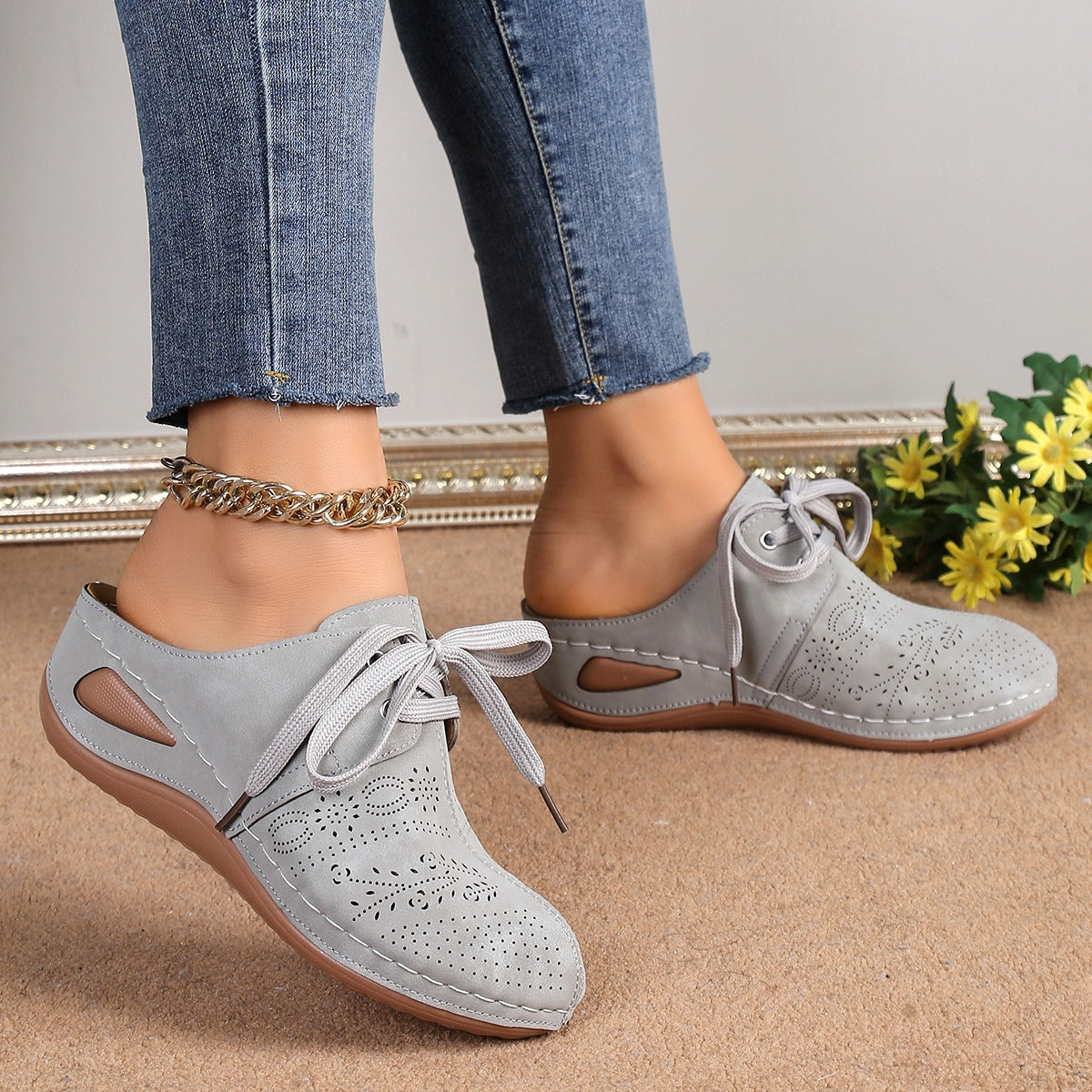 Lace-Up Round Toe Wedge Sandals - Charming Charlie