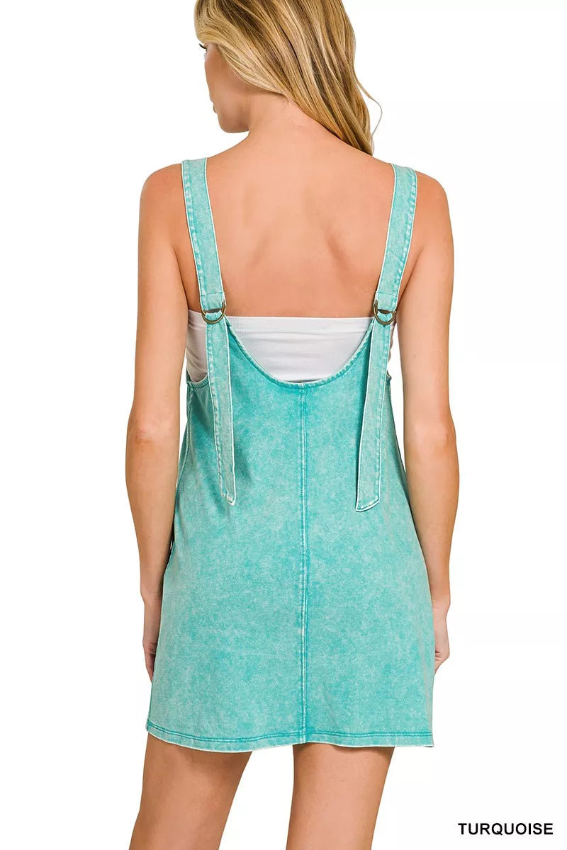 acid wash mini dress Zenana Acid Washed Overall Knit Mini Dress – Charming Charlie